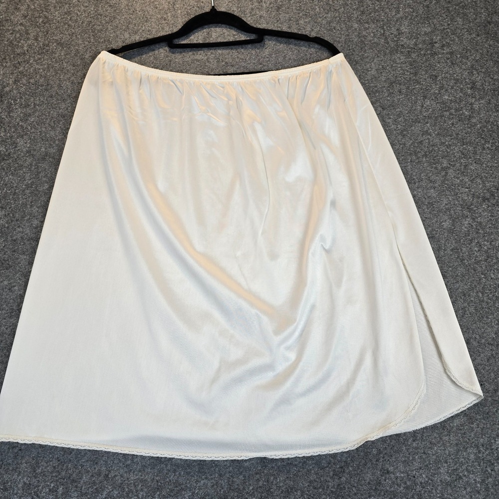 Vintage Vassarette Half Slip Womens XL White Nylon Casual Side Slit Sleepwear